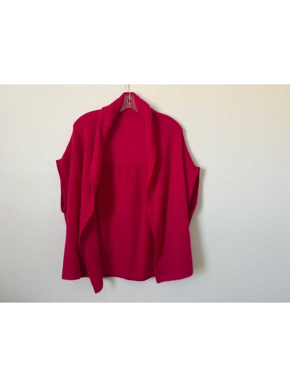 OVCIO Magenta Pink 100% Cashmere Open Front Cardigan Sweater Women's One Size